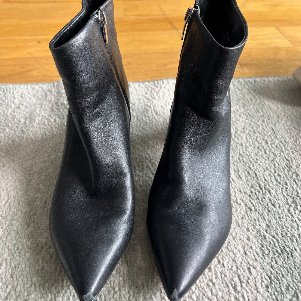 Marc Fisher Black Leader Boot Pointed Toe 2 inch heel